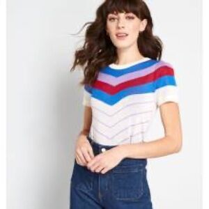 Modcloth Vibrant Chevron Stripe Sweater